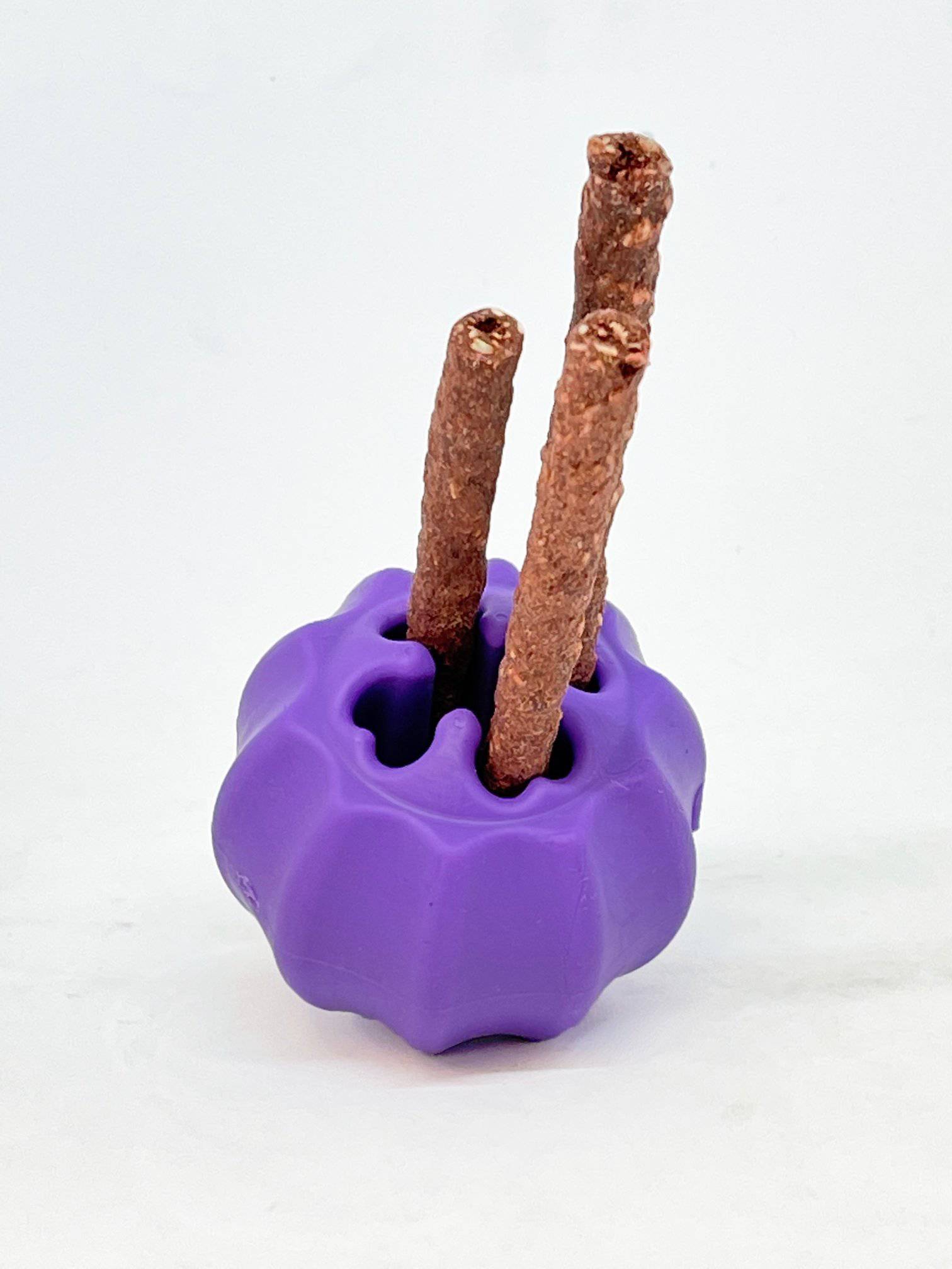 Cross Bones Bully Stick Holder &amp; Chew Toy for Heavy Chewers | Purple | USA Made Rubber Dog Toys SodaPup/True Dogs, LLC