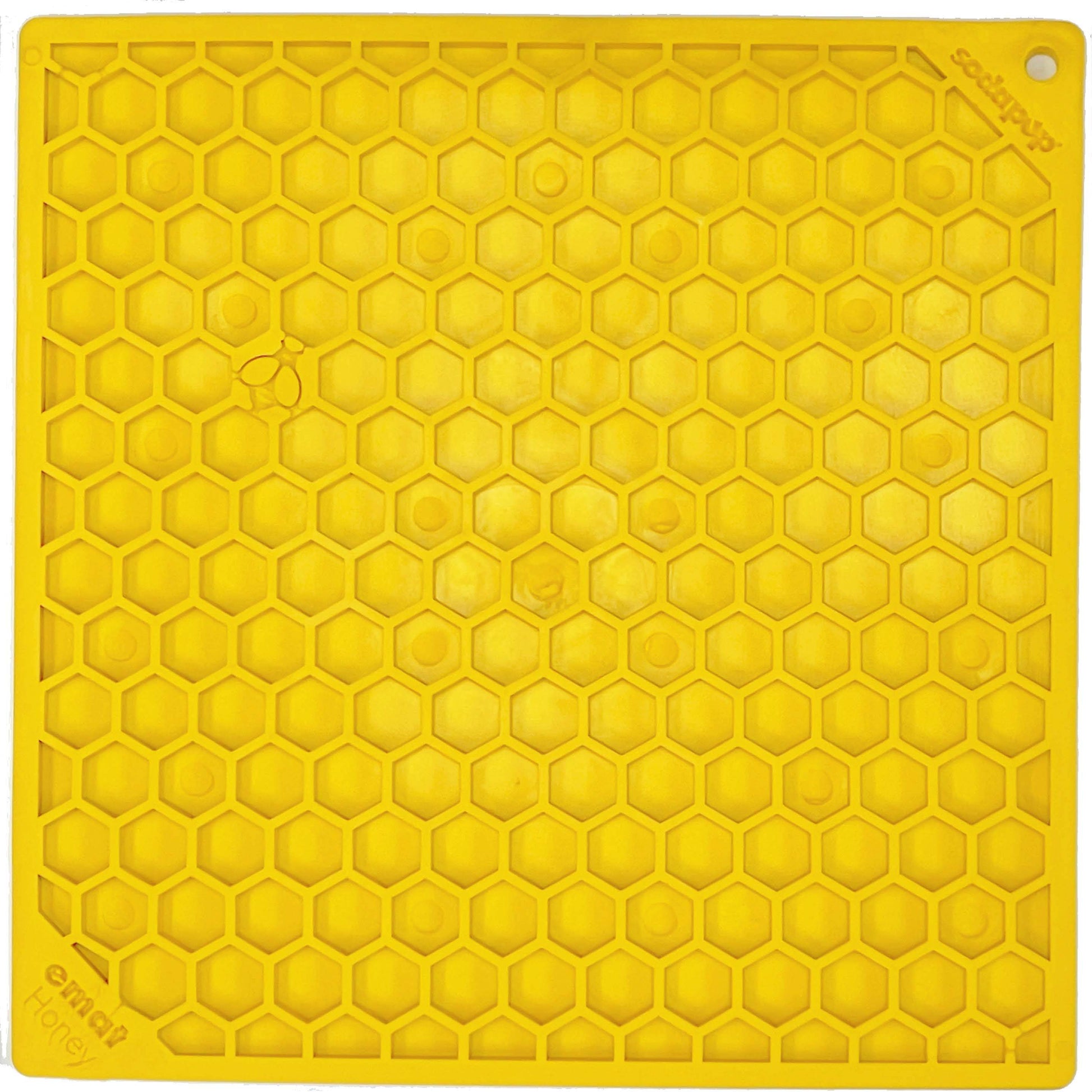 Honeycomb eMat - Enrichment Lick Mat for Dogs and Cats | eMat Enrichment Toy for Anxiety Relief | SodaPup Honeycomb E-Mat - large yellow EMAT SodaPup/True Dogs, LLC