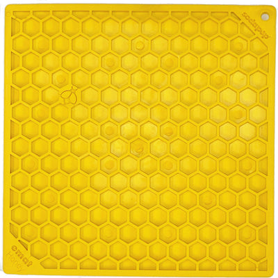 Honeycomb eMat - Enrichment Lick Mat for Dogs and Cats | eMat Enrichment Toy for Anxiety Relief | SodaPup Honeycomb E-Mat - large yellow EMAT SodaPup/True Dogs, LLC