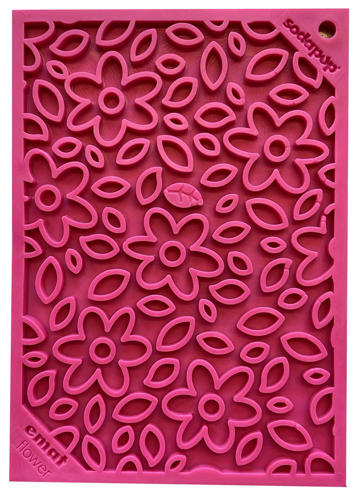 Flower Power emat - Enrichment Lick Mat for Dogs and Cats | Flower Design | USA Made Flower Power E-Mat - small pink EMAT SodaPup/True Dogs, LLC