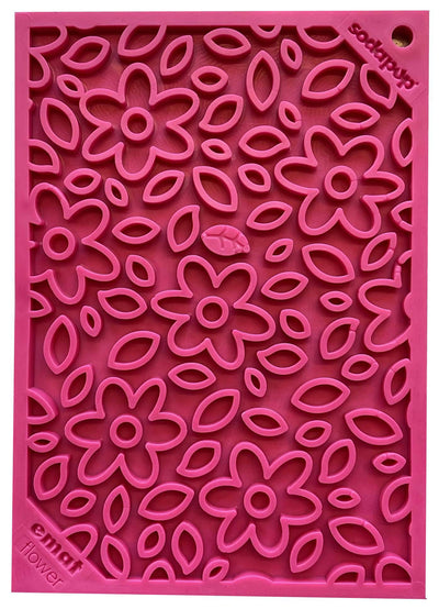 Flower Power emat - Enrichment Lick Mat for Dogs and Cats | Flower Design | USA Made Flower Power E-Mat - small pink EMAT SodaPup/True Dogs, LLC