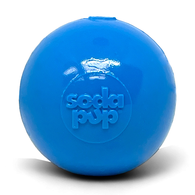 Squeak Ball Ultra Durable PUP-X Squeaking, Chewing, Floating & Retrieving Ball Medium Blue Dog Toys Balls SodaPup/True Dogs, LLC