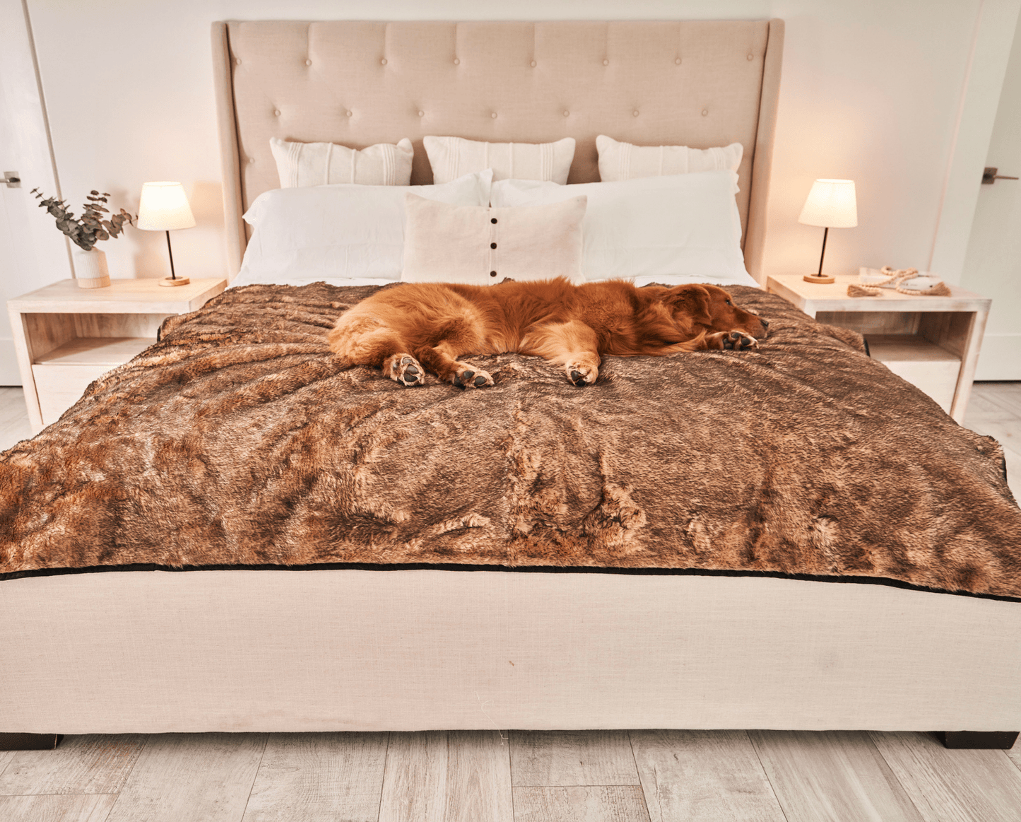 PupProtector™ Summer Short Fur Waterproof Throw Blanket - Sable Tan Large (80"L X 62"W) Dog Blanket Paw.com
