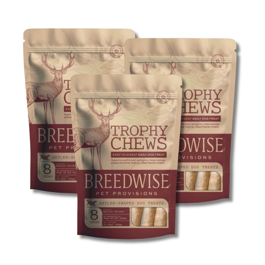 Trophy Chews™ Antler-Shaped Dental Treats 3 pouches - 42.95 Dog Treat Breedwise Pet Provisions