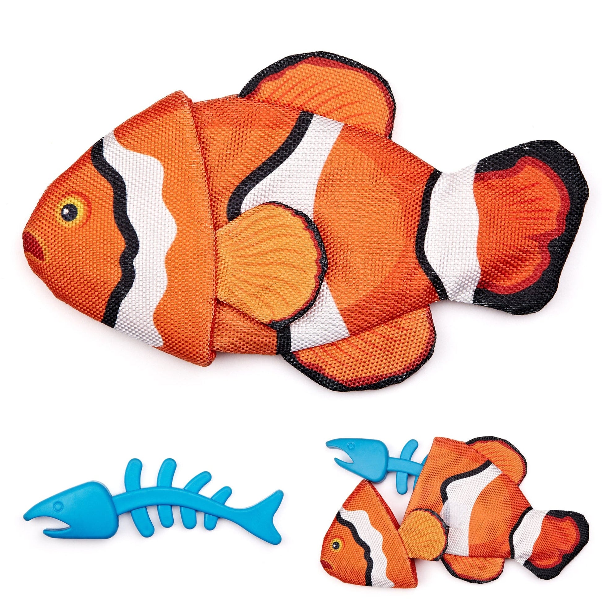 Tropical Crinkle + Bone Inside Fish Dog Toys Clownfish Dog Toys Dogline