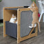 The Grotto - Short Cat Tree for Small Spaces Natural Bamboo Charcoal Gray Canvas Cat Condo Catastrophic Creations