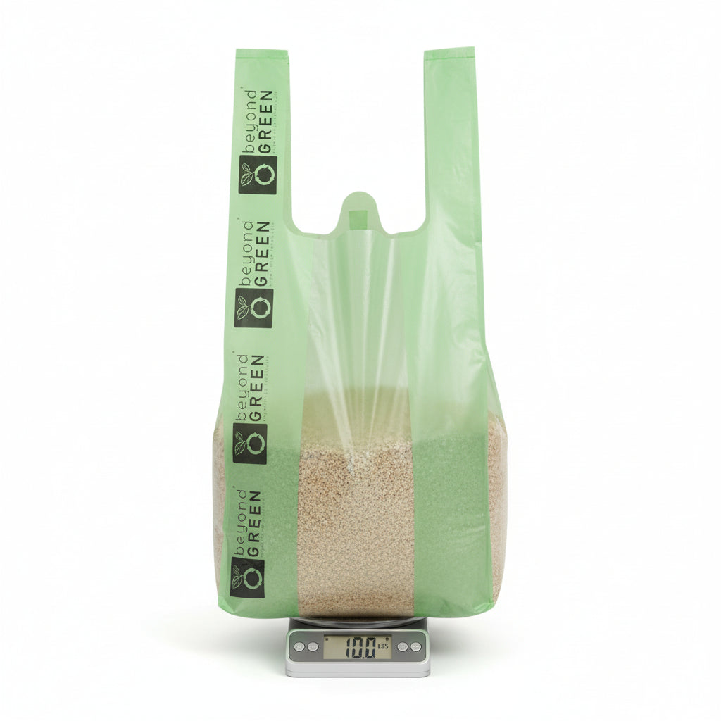 Green Dog Waste Bags – 8" x 16" with 5" Gusset & Handles – Made in USA Dog Waste Bags beyondGREEN biotech™