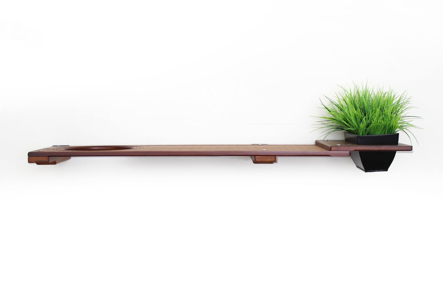 Cat Plant Stand for Wall English Chestnut Bamboo 34" Slotted Escape Hatch Cat shelves/bed Catastrophic Creations
