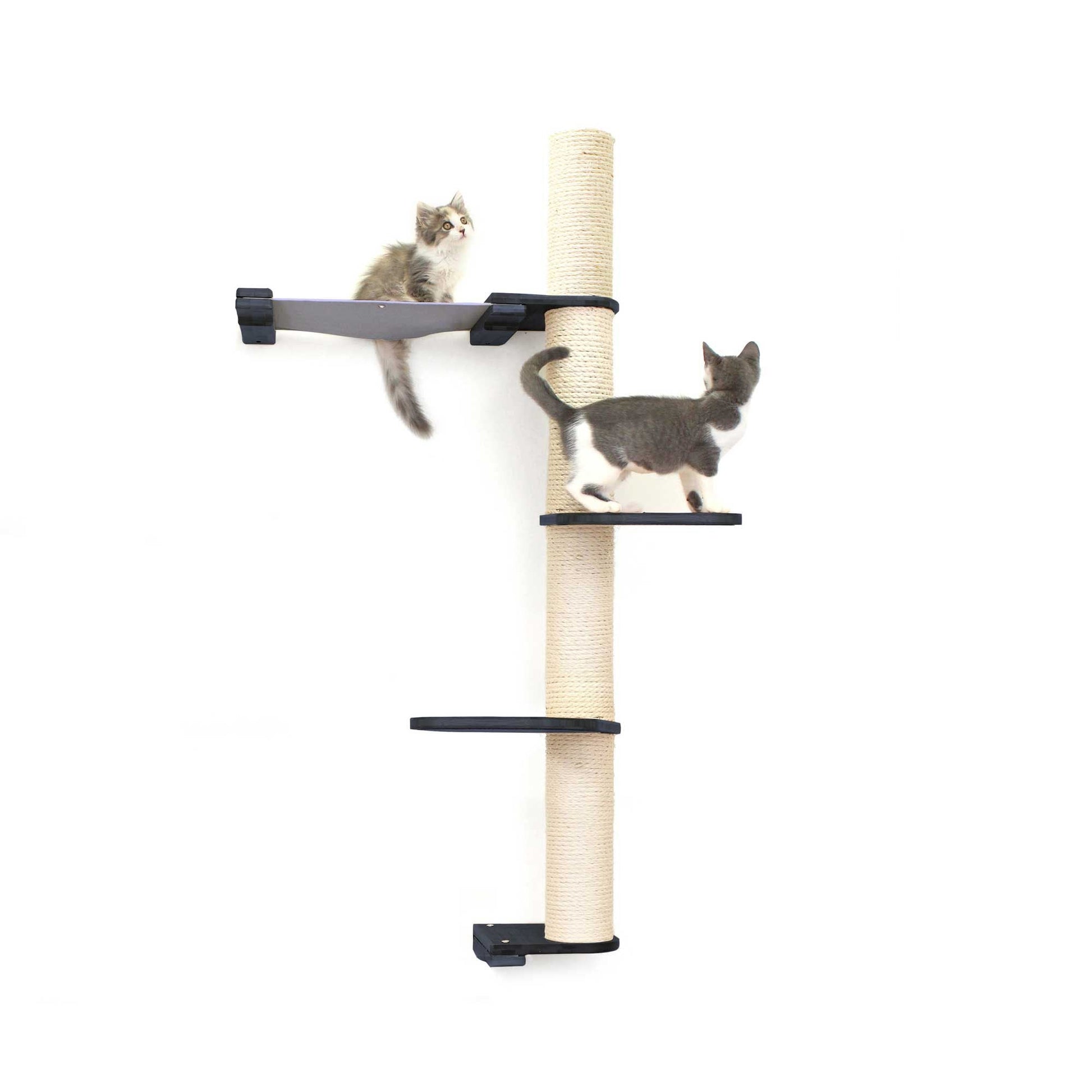 The Crow's Nest - A Wall Cat Scratcher with Hammock Onyx Bamboo Charcoal Gray Canvas 3-Tier 16" Cat Condo Catastrophic Creations