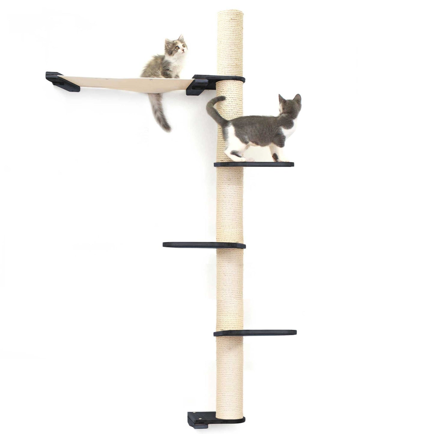 The Crow's Nest - A Wall Cat Scratcher with Hammock Onyx Bamboo Natural Canvas 4-Tier 24" Cat Condo Catastrophic Creations